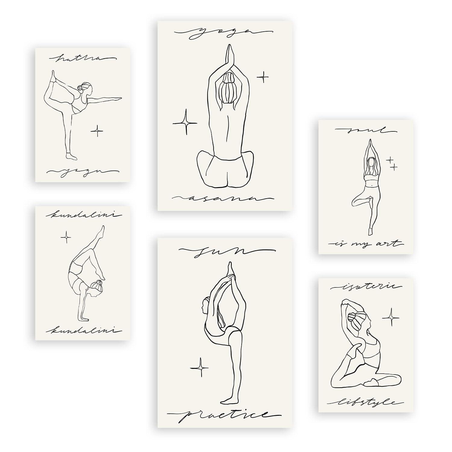 POSTER Set Mit 6 Yoga Musen 2 A3 & A4 Rahmenlos - Klar, Papier (29/3/42cm) - Nacnic