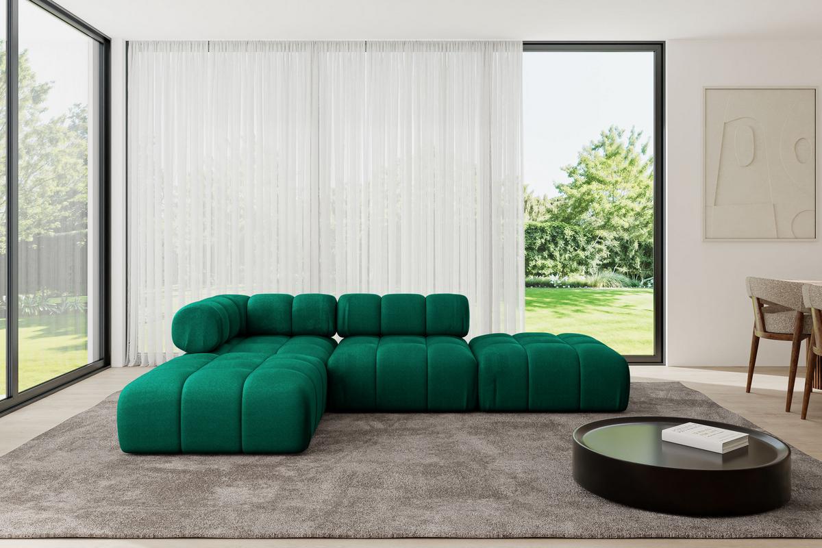 ECKSOFA modulares Sofa Kerru-L1 - 285x190x70 cm Dunkelgrün Velours - Dunkelgrün, Holzwerkstoff/Textil (285/190cm) - ALTDECOR