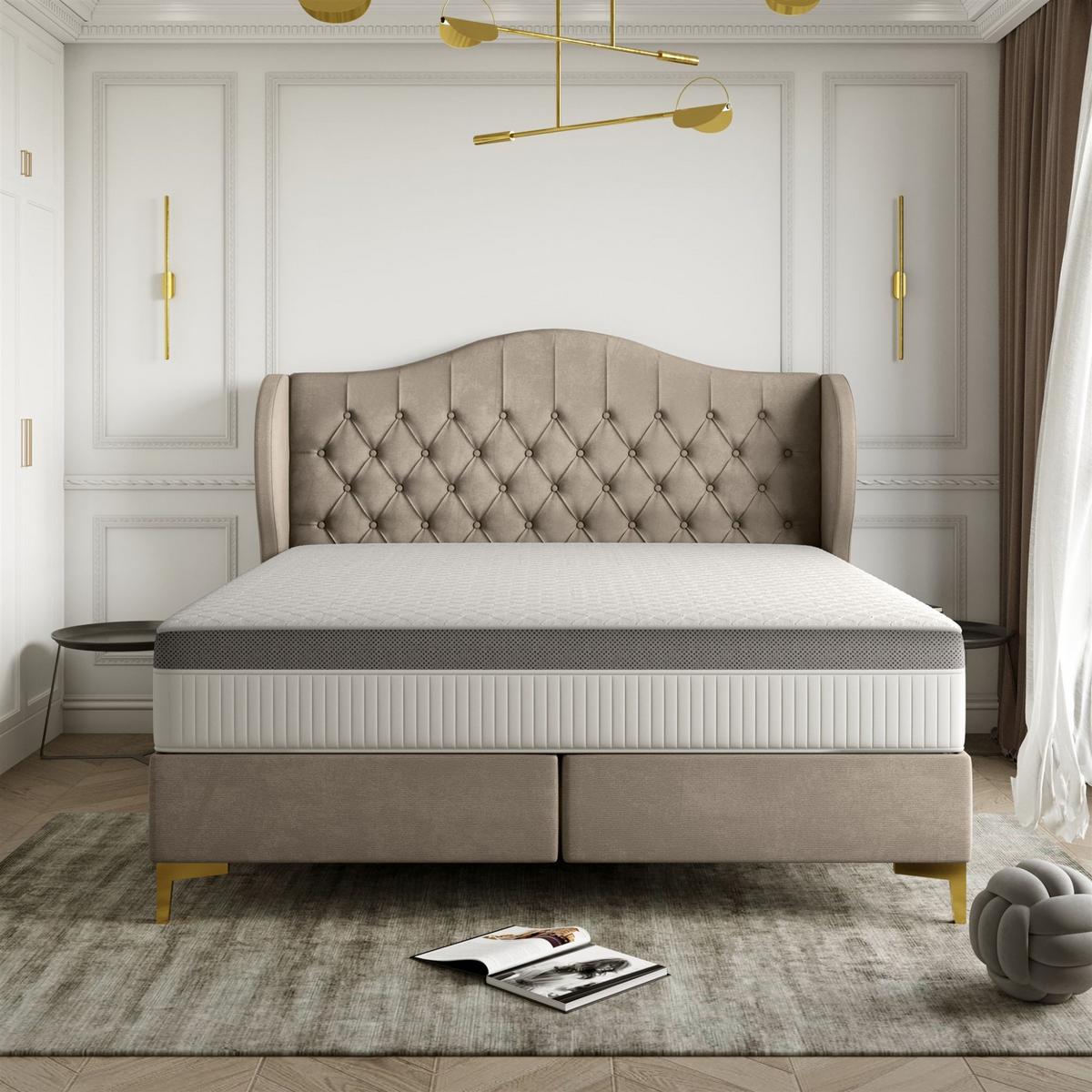 POLSTERBETT Pelagio In Whisper - Braun, Holzwerkstoff/Textil (180/200cm) - Fun Möbel