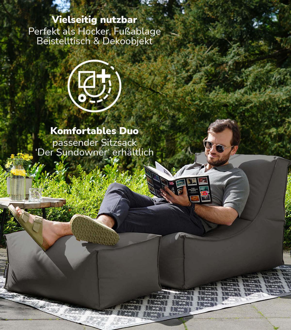 OUTDOOR POUF Der Ruhestifter - Anthrazit, Textil (60/30/50cm) - Mokebo