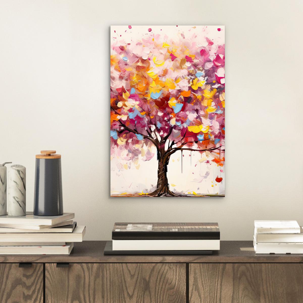 METALLBILD Aquarell - Baum - Kunst - Abstrakt 20x30 cm - Multicolor, Metall (20/30cm) - MuchoWow