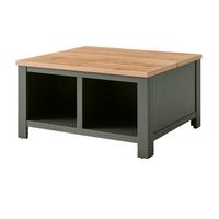 COUCHTISCH grün, Wotan Eiche Landhaus, Beistelltisch quadratisch mit Truhe - Dunkelgrün/Eiche Wotan, Holzwerkstoff (93/93/50cm) - Furn.Design