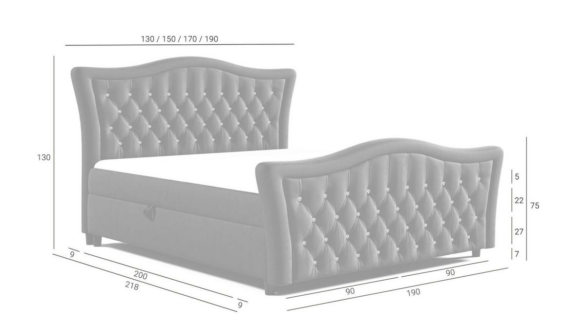 BOXBETT Turhan In Elisa Velvet - Braun, Holzwerkstoff/Textil (140/200cm) - Fun Möbel