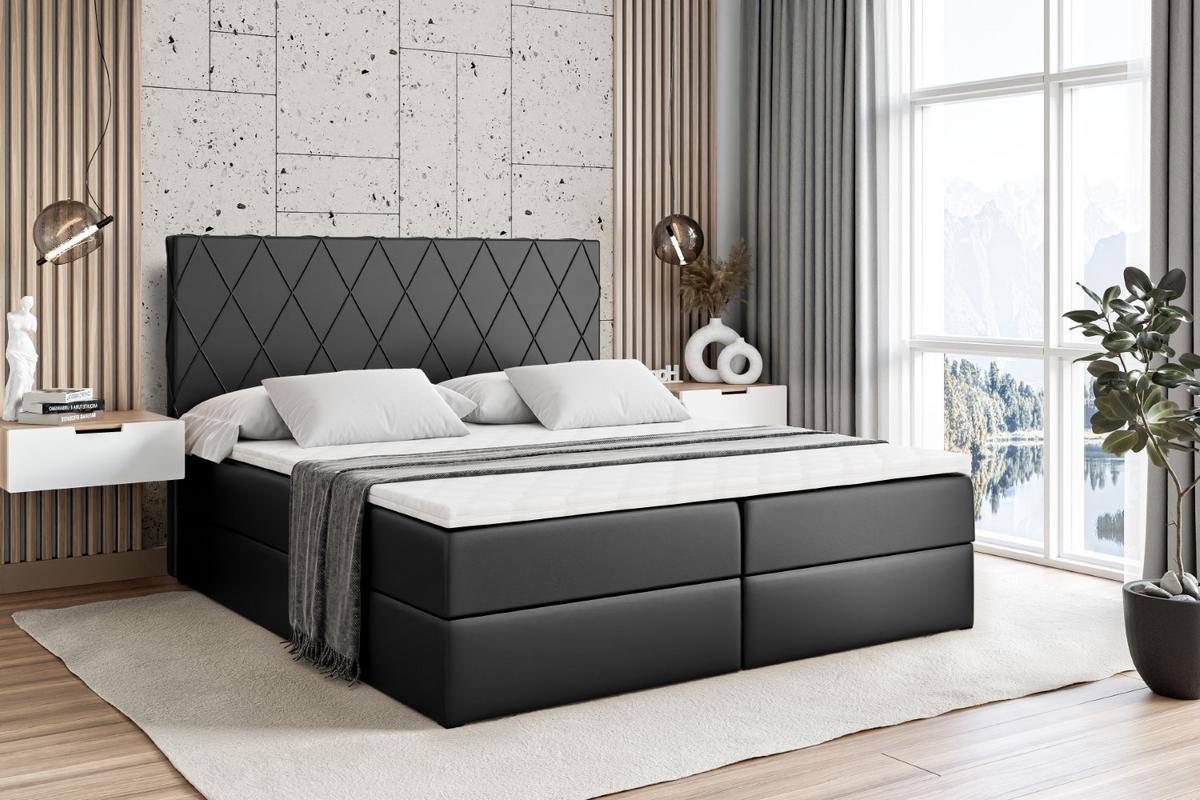 BOXBETT mit H3-Matratze und Lattenrost - LEPARO - 140x200 Schwarz Hochglanz - Schwarz Hochglanz, Holzwerkstoff (140/200cm) - ALTDECOR