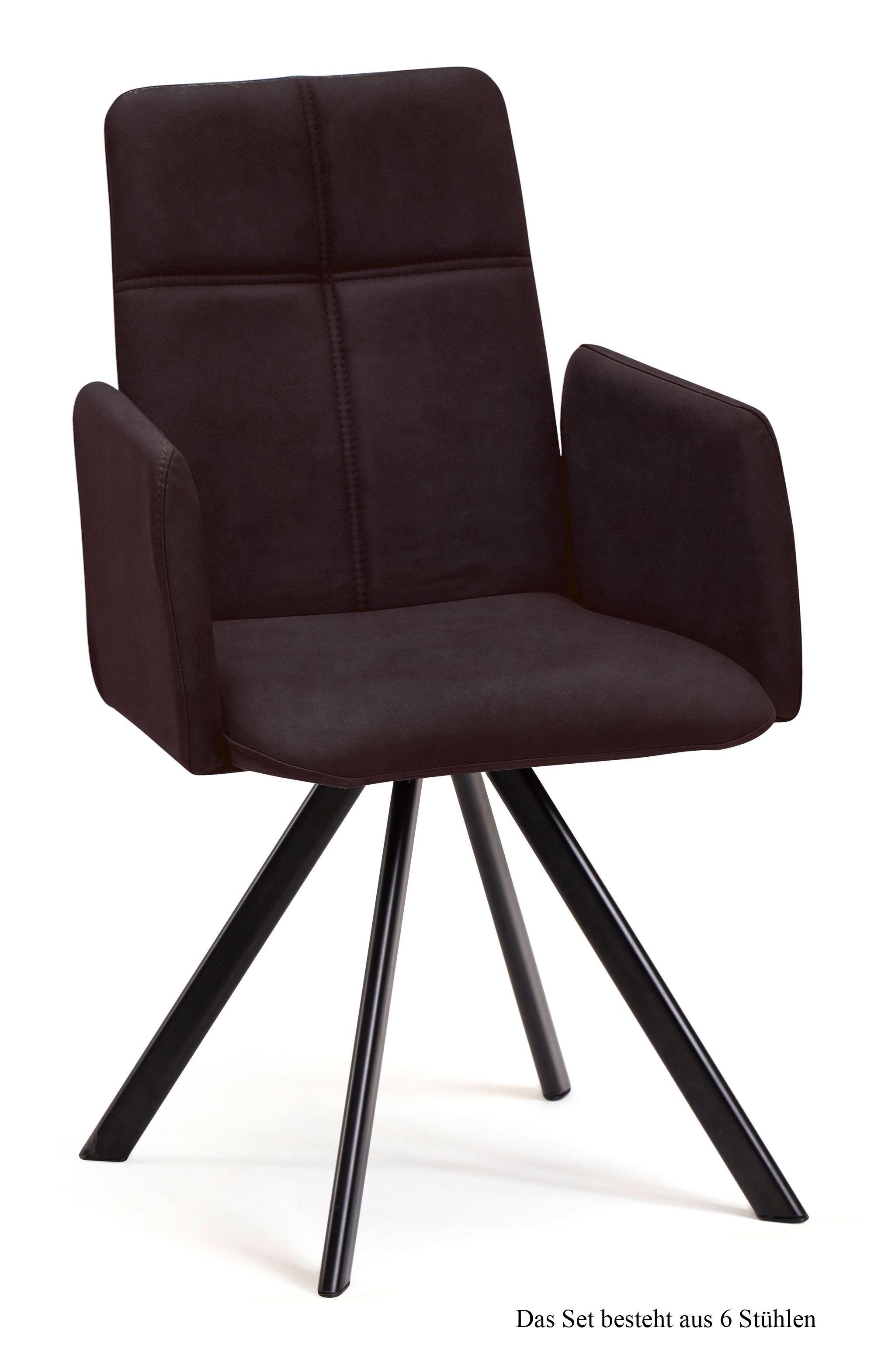 ARMLEHNSTUHL (6er-Set) Dawna 52x92x60 Schwarz/Espresso - Dunkelbraun/Schwarz, Kunststoff (60/92/52cm) - 58aufmkessel