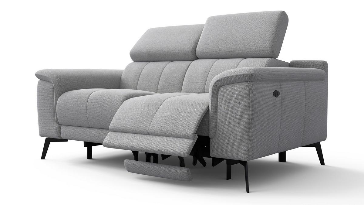 RELAXSOFA FIERO 2-Sitzer mit 2 Relaxfunktionen, silberfarben - Silberfarben/Schwarz, Holzwerkstoff/Textil (170/82/103cm) - Wozimo