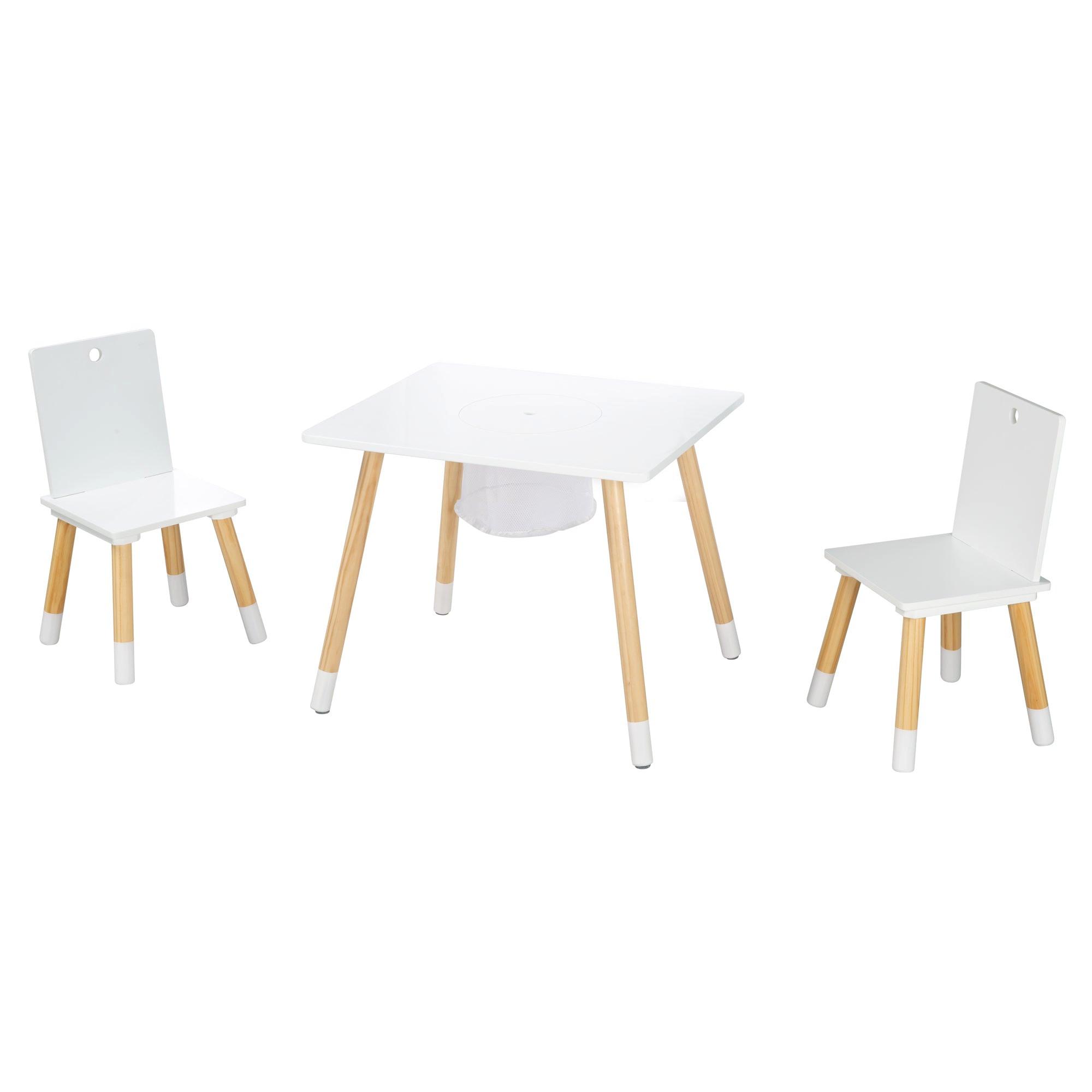 SITZGRUPPE mit Aufbewahrungsnetz - Weiß/Naturfarben, Holzwerkstoff/Textil (60/54/50cm) - Roba