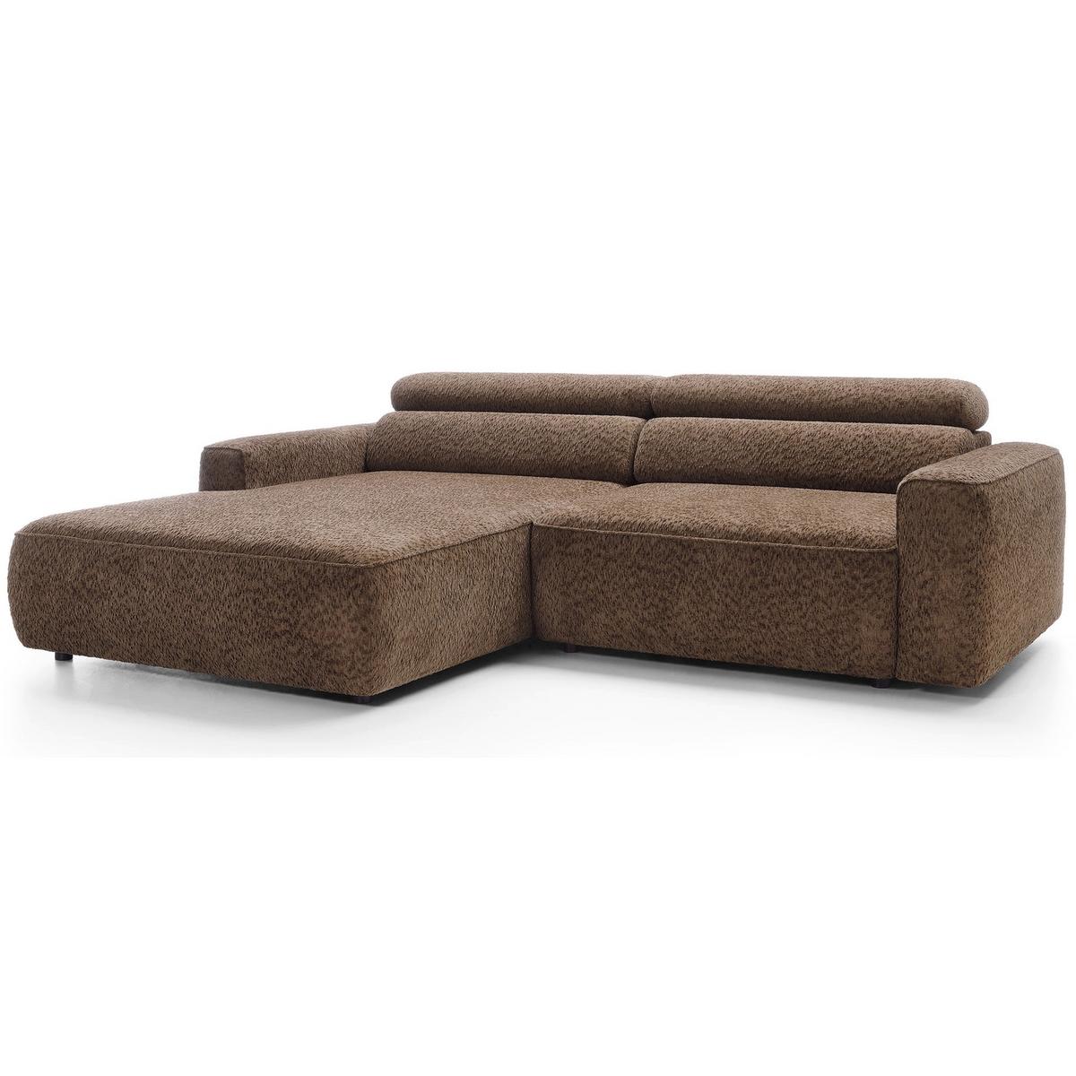 ECKSOFA Fando Hellbraun Chenille - Hellbraun/Schwarz, Kunststoff/Textil (252/182cm) - Selsey