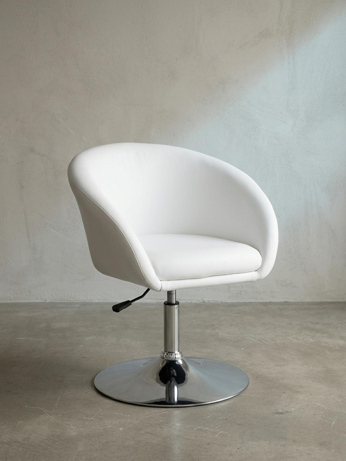 LOUNGESESSEL verstellbare Sitzhöhe mit Trompetenfuß Retro LIFT , Weiß 62x55x84 cm - Silberfarben/Weiß, Kunststoff/Textil (62/84/55cm) - KADIMA DESIGN