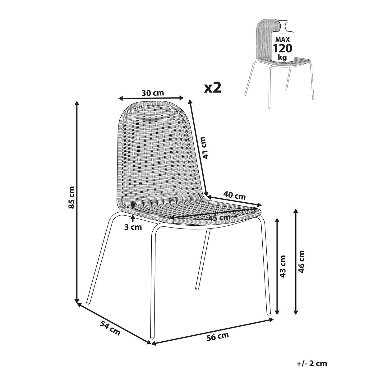 ESSZIMMERSTUHL 2er-Set Rattan Dunkelbraun Roxton - Dunkelbraun, Naturmaterialien (56/85/54cm) - Beliani