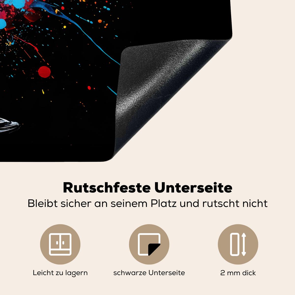 HERDABDECKPLATTE Wein - Glas - Graffiti - Getränk - Rot - Farbe Herdabdeckung Induktionsfeld 75x52 cm - Weinrot, Kunststoff (75/52/0.2cm) - MuchoWow