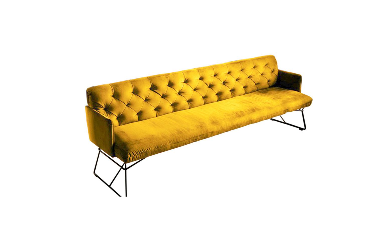 ESSZIMMERBANK CHARME Gelb Velvet - Currygelb/Gelb, Textil (186/85/68cm) - KAWOLA