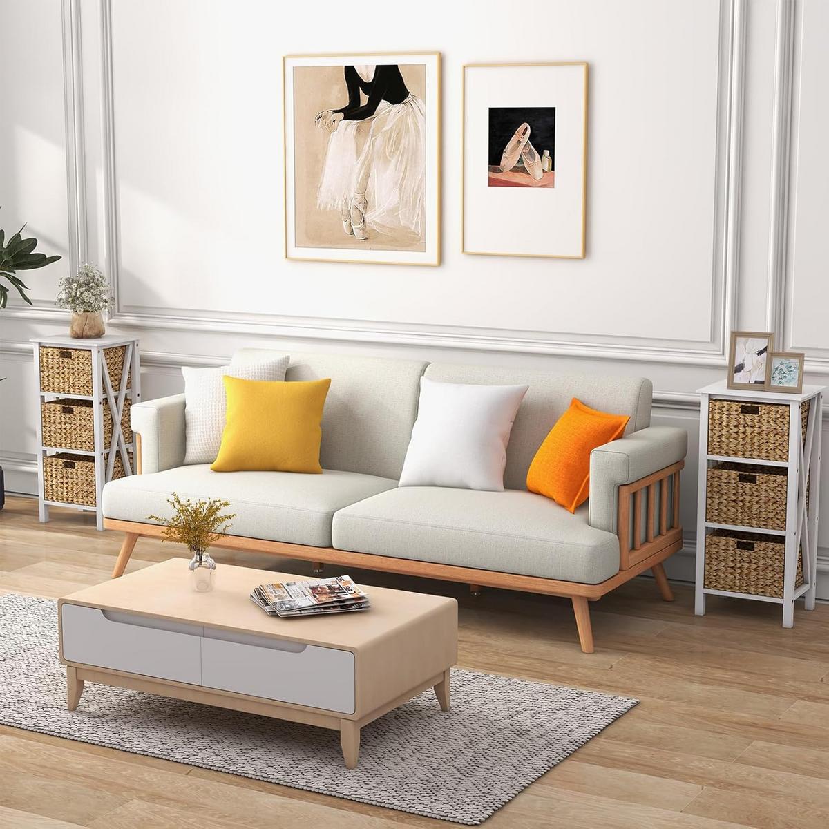 NACHTTISCH Weiß(2er-Set) - Weiß, Holz (36/80/30cm) - COSTWAY