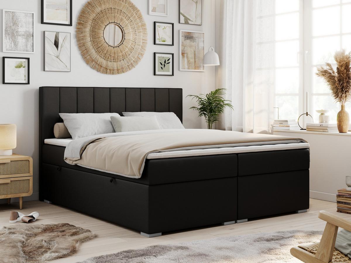 BOXBETT ALLY 160/200 Schwarz Kunstleder - H3 - Schwarz, Holz/Textil (160/200cm) - MKS