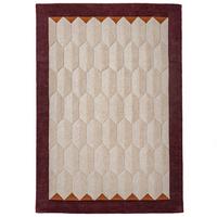 WOLLTEPPICH handgetuftet DARENT, Wabenmuster, Bordeauxrot, 200 x 290 cm - Rot, Textil (200/290cm) - KADIMA DESIGN