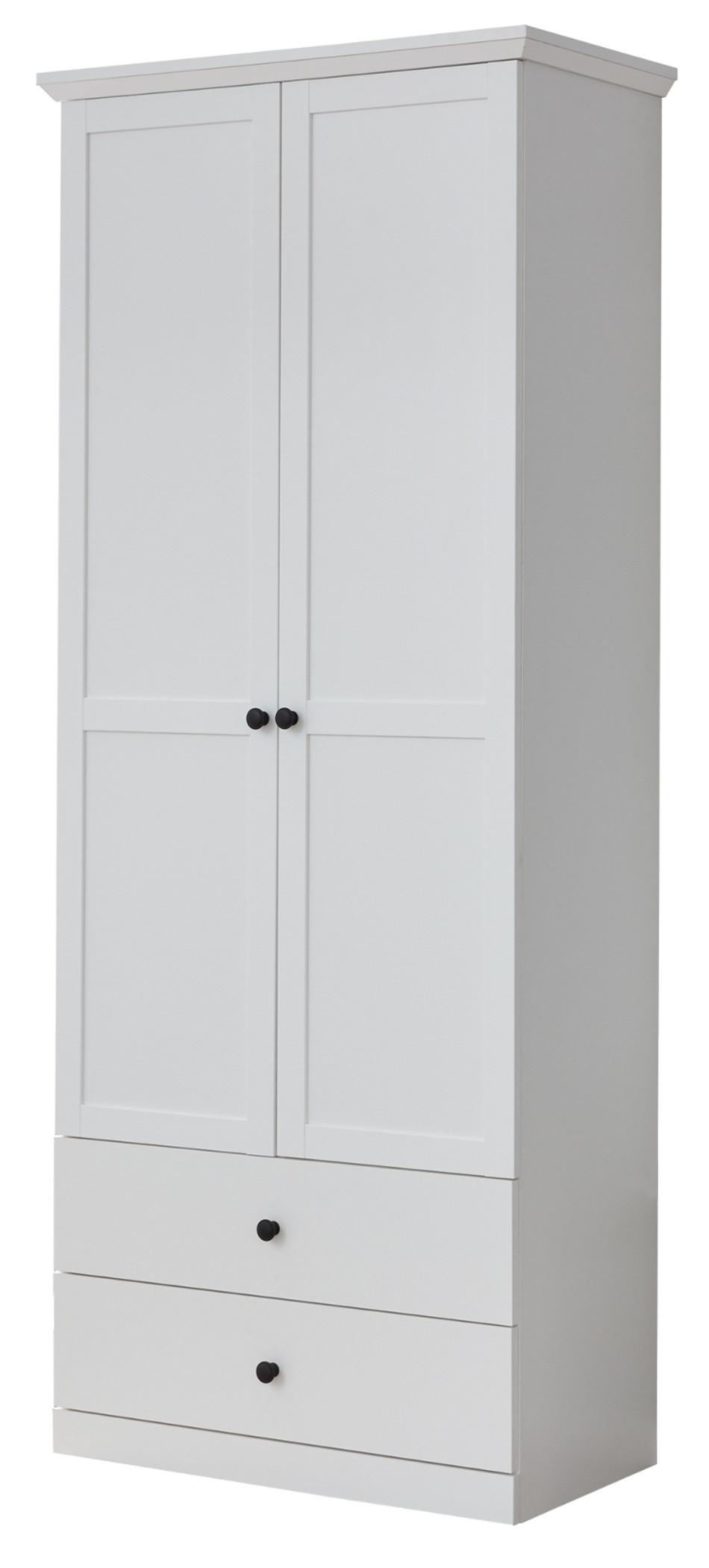 GARDEROBENSCHRANK weiß 81 x 196 cm, Flurgarderobe mit Kleiderstange - Silberfarben/Weiß, Holzwerkstoff/Metall (81/196/41cm) - Top.Furn
