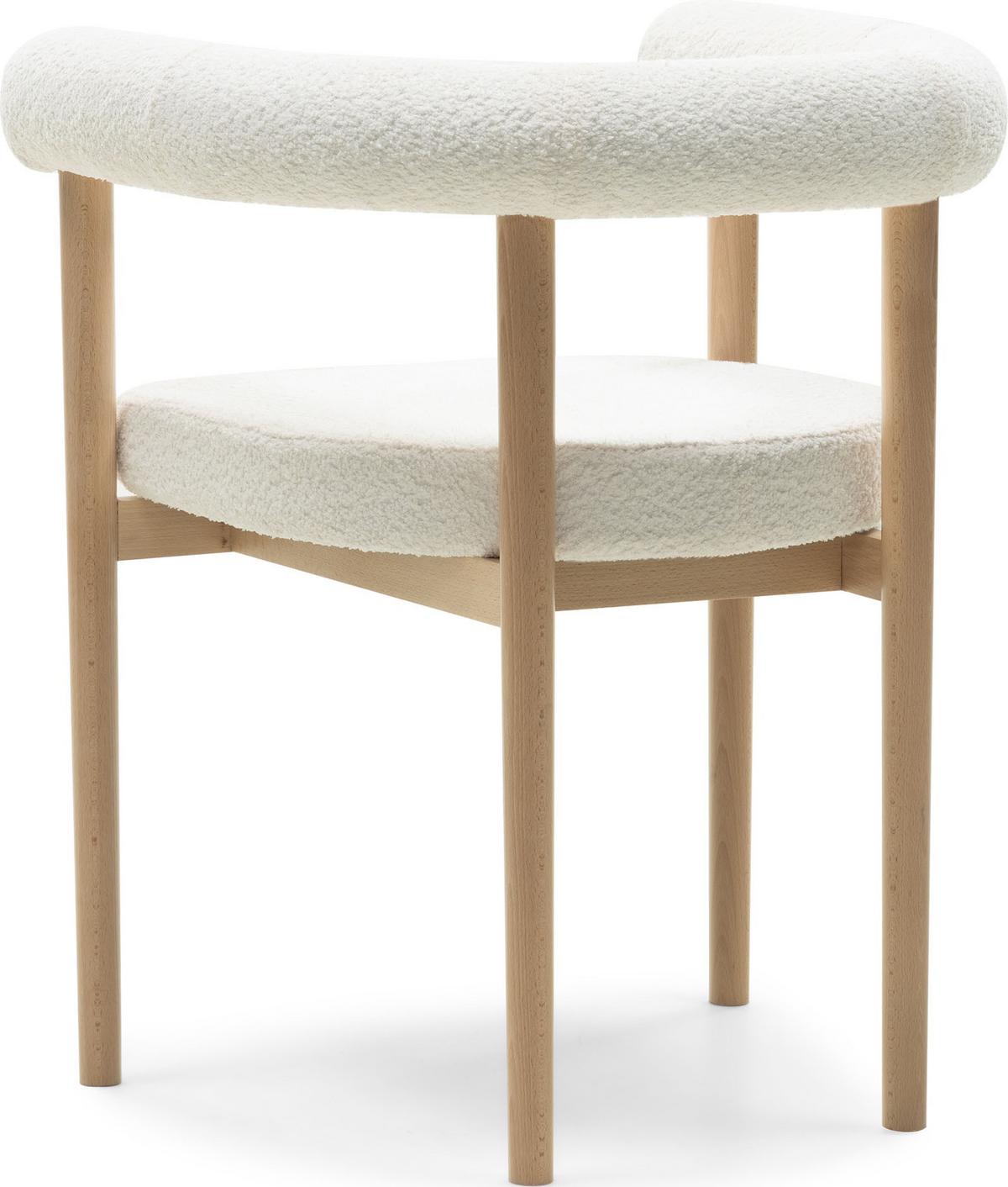 ESSZIMMERSTUHL MAYA 4er Set in Weiß Boucle mit massivem Buchenholzgestell 62/56/78 cm - Hellbraun/Weiß, Holz/Textil (61/74/57.5cm) - WFL GROUP