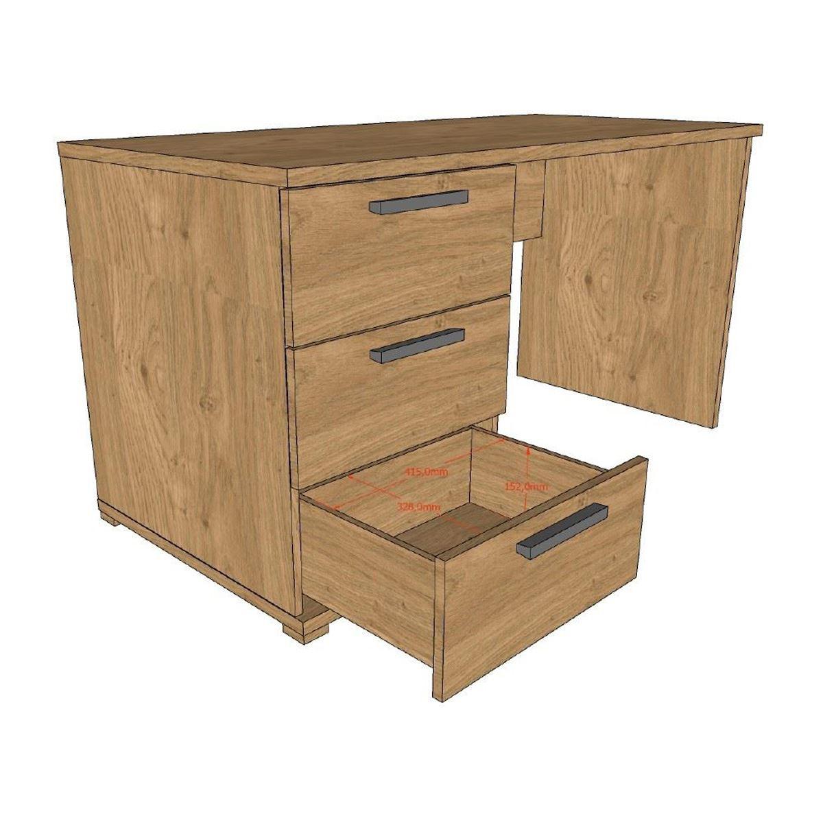SCHREIBTISCH Keelia Eiche Melamin 3 Schubladen Stauraum - Eichefarben, Kunststoff (140/65/74cm) - 58aufmkessel