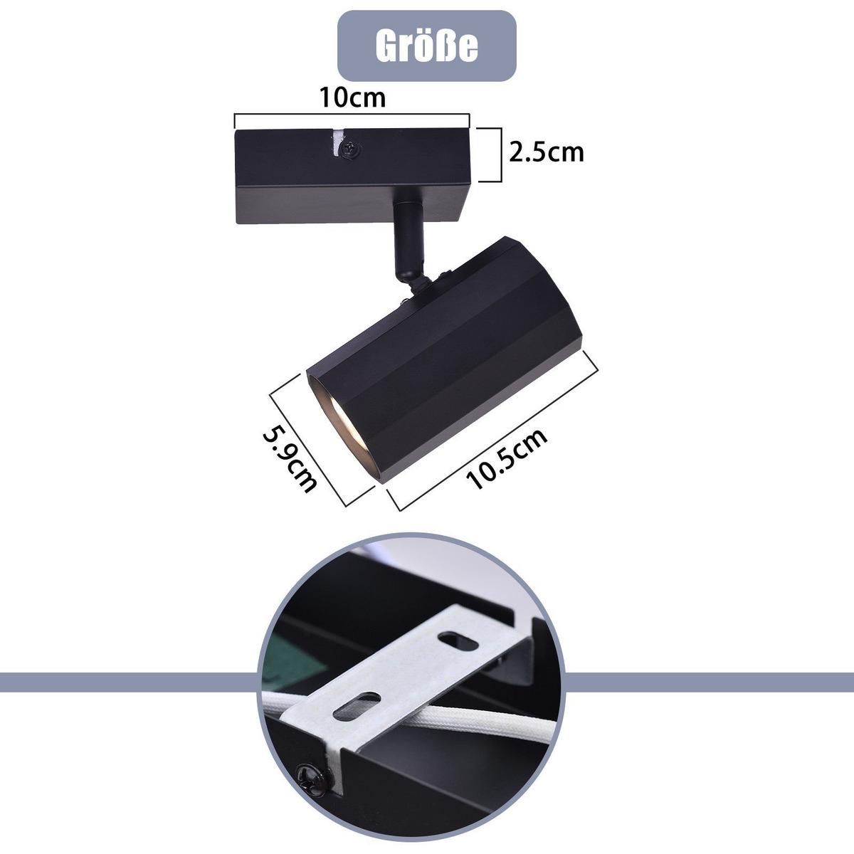 DECKENSTRAHLER Adorf 1-flammig 10/2.5/15.3 cm - Schwarz, Metall (10/2.5/15.3cm) - Nettlife
