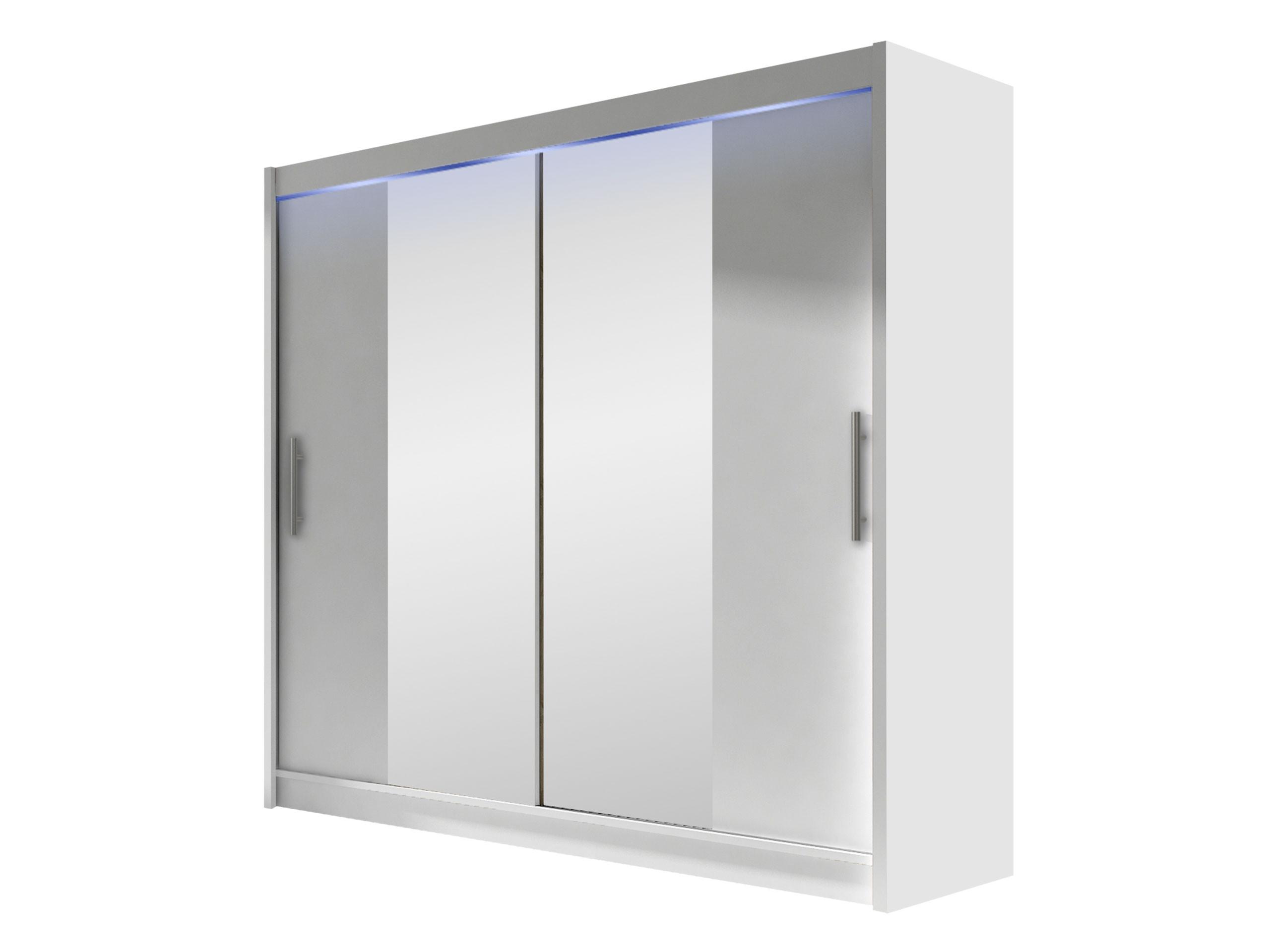 KLEIDERSCHRANK London II, mit RGB LED Beleuchtung - Silberfarben/Weiß, Holzwerkstoff/Kunststoff (180/215/58cm) - MIRJAN24