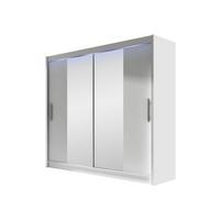 KLEIDERSCHRANK London II, mit RGB LED Beleuchtung - Silberfarben/Weiß, Holzwerkstoff/Kunststoff (180/215/58cm) - MIRJAN24