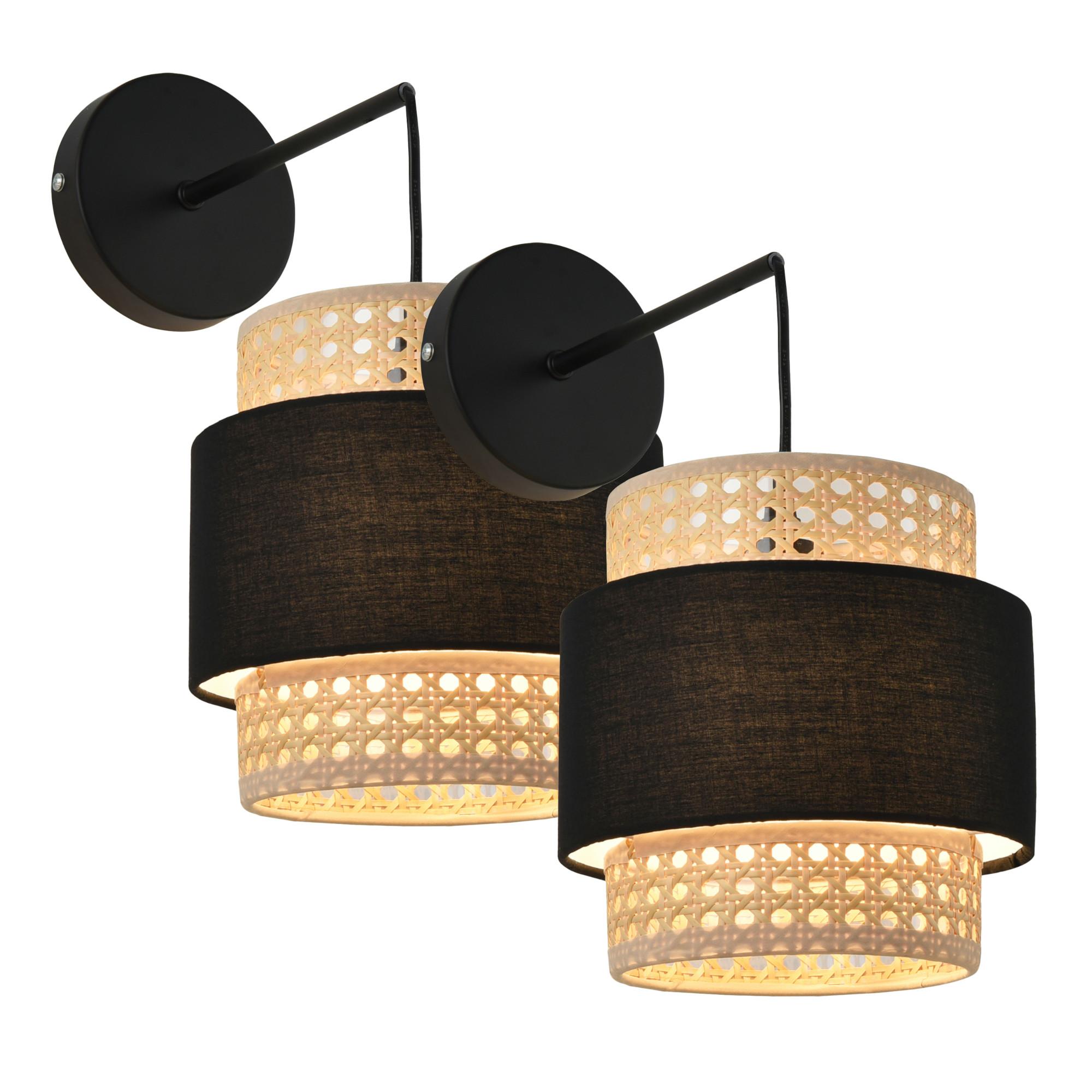 WANDLEUCHTE-SET 2 TLG. Southampton - Beige/Schwarz, Kunststoff/Metall (30/36/18cm) - lux.pro