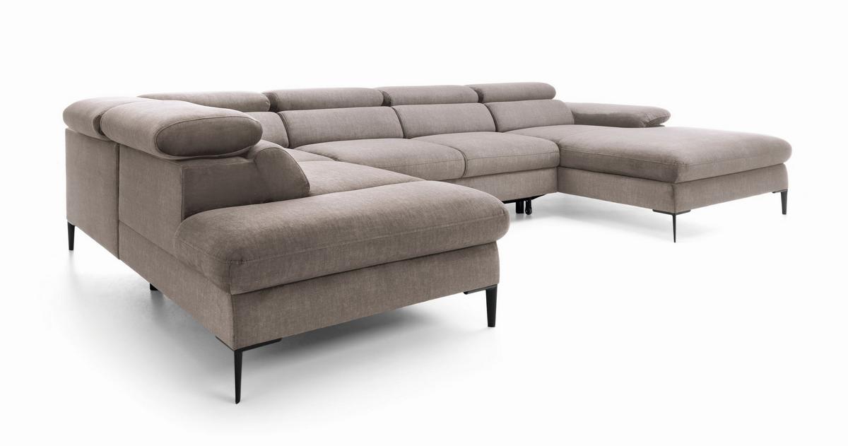 WOHNLANDSCHAFT MESTO Braun Velours-Stoff mit Schlaffunktion - Braun, Holz (353/94/182cm) - MASSENO