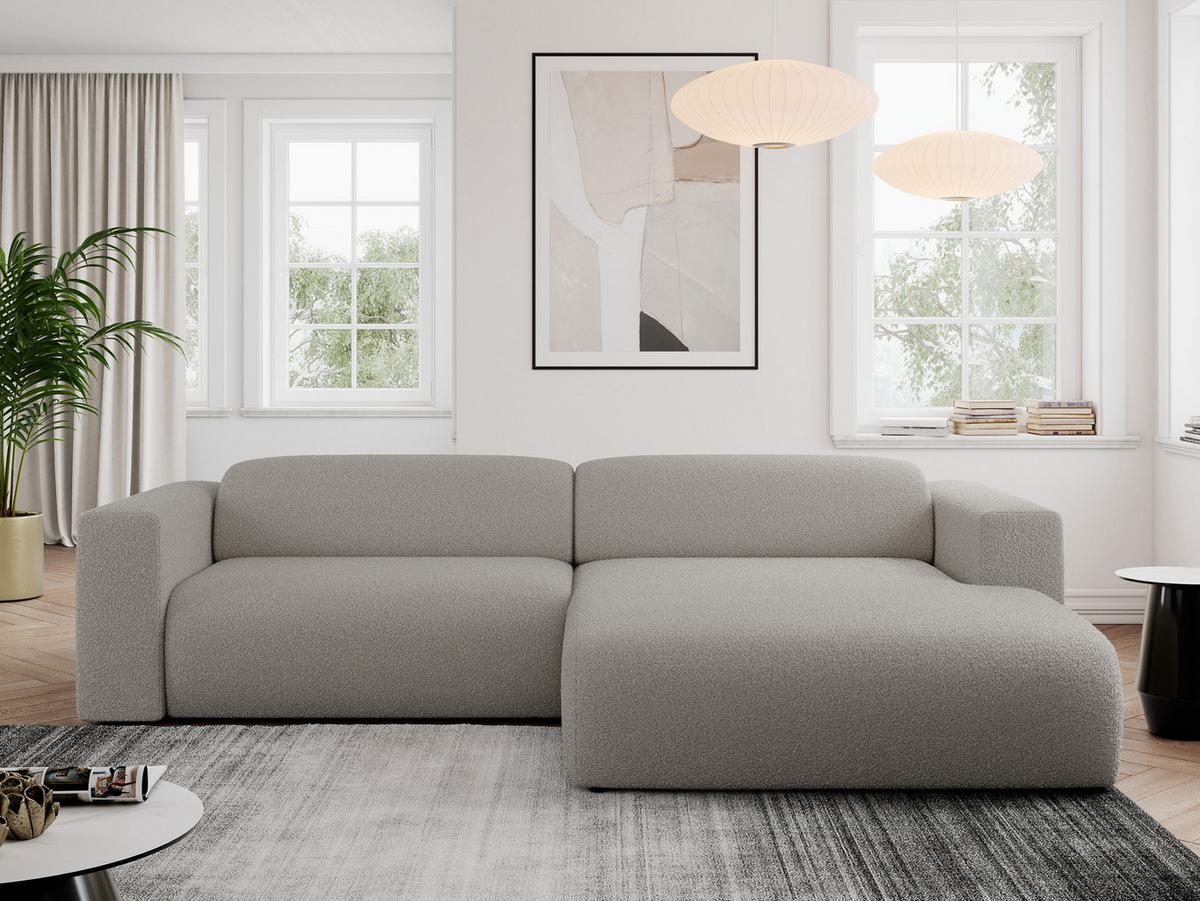 OFERTA WYCOFANA ECKSOFA PASADENA Grau Bouclé Rechts Seite - Schwarz/Grau, Kunststoff/Textil (288/180cm) - MKS