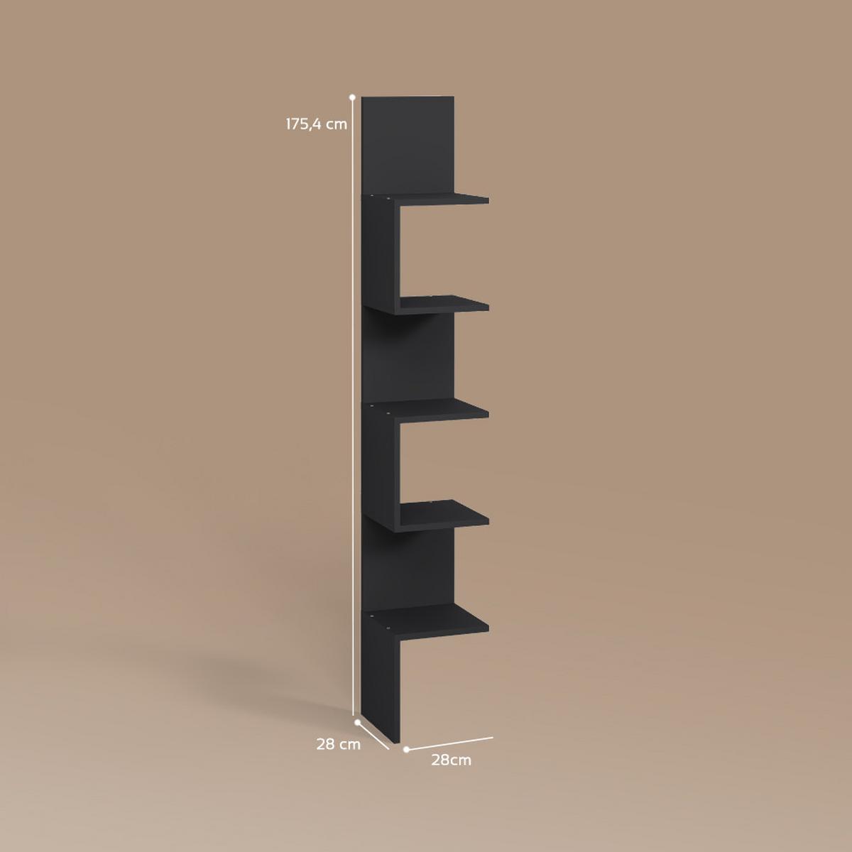 ECKREGAL Vesuvio Schwarz 28 x 175.4 cm 2er Set - Schwarz, Holzwerkstoff (28/175.4/28cm) - Livinity®