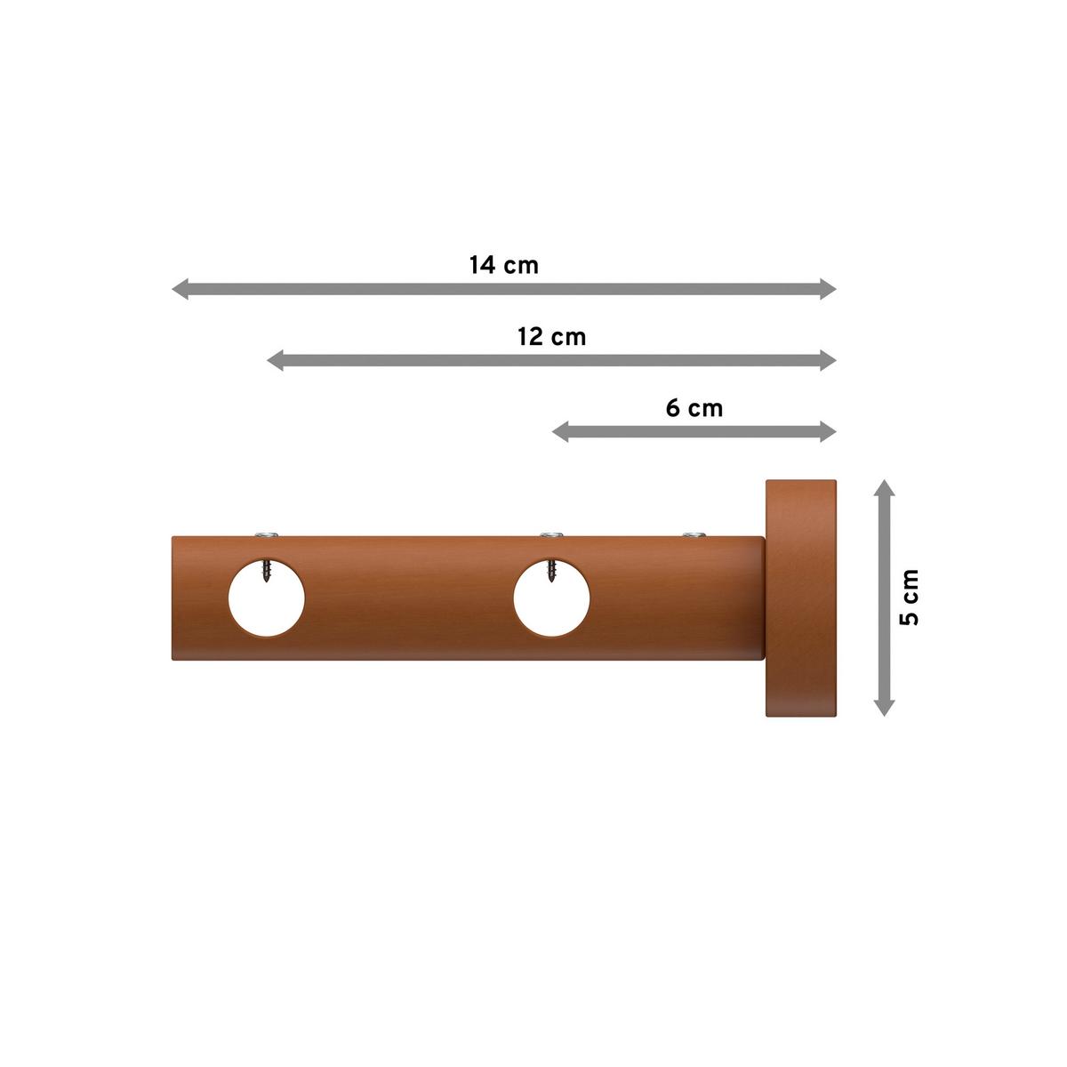 TRÄGER FÜR GARDINENSTANGEN 16 mm Ø, Adrian 2-läufig, Kirschbaum - Kirschbaumfarben, Holz (14.1/5.3/5.3cm) - INTERDECO