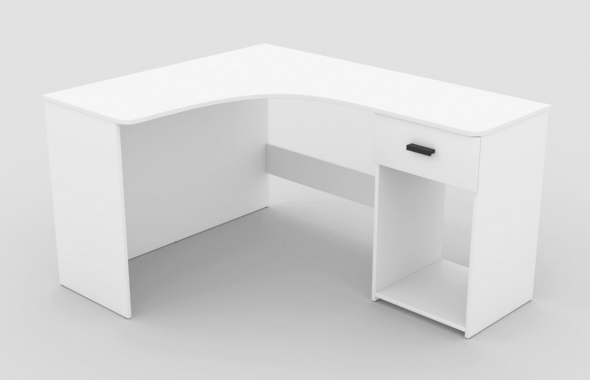 SCHREIBTISCH CANTONE 155x125x75 cm Bürotisch Computertisch, Weiß - Weiß, Holzwerkstoff (125/155/75cm) - MASSENO