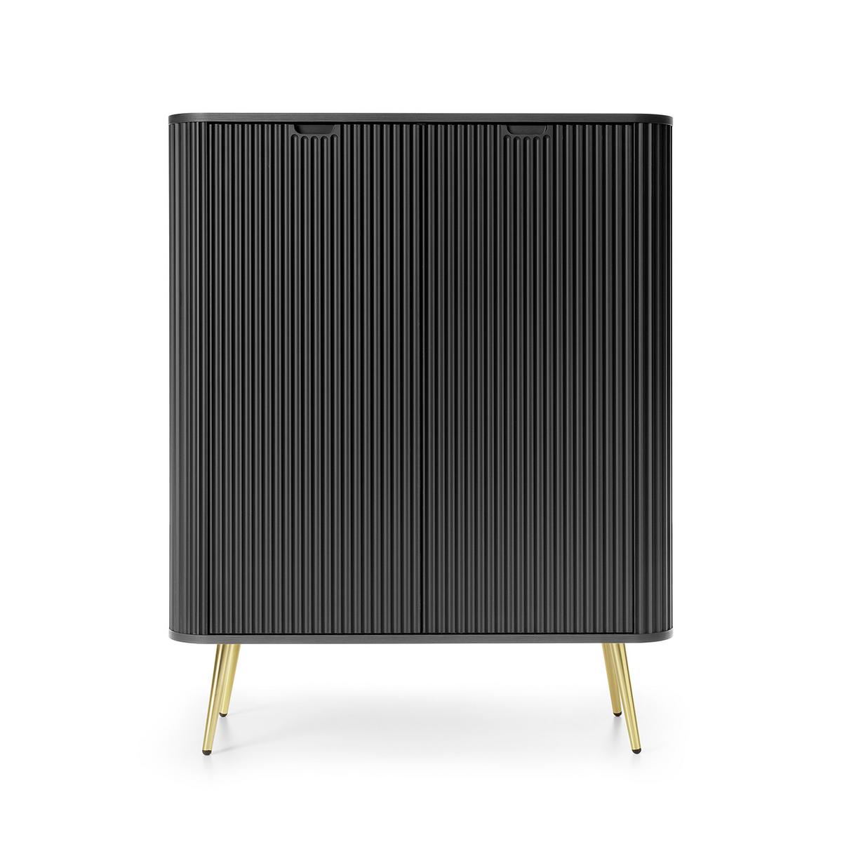 HIGHBOARD ZENZERO 103/129/39 cm mit 2 Türen Schwarz - Goldfarben/Schwarz, Holzwerkstoff (103/129/39cm) - MASSENO