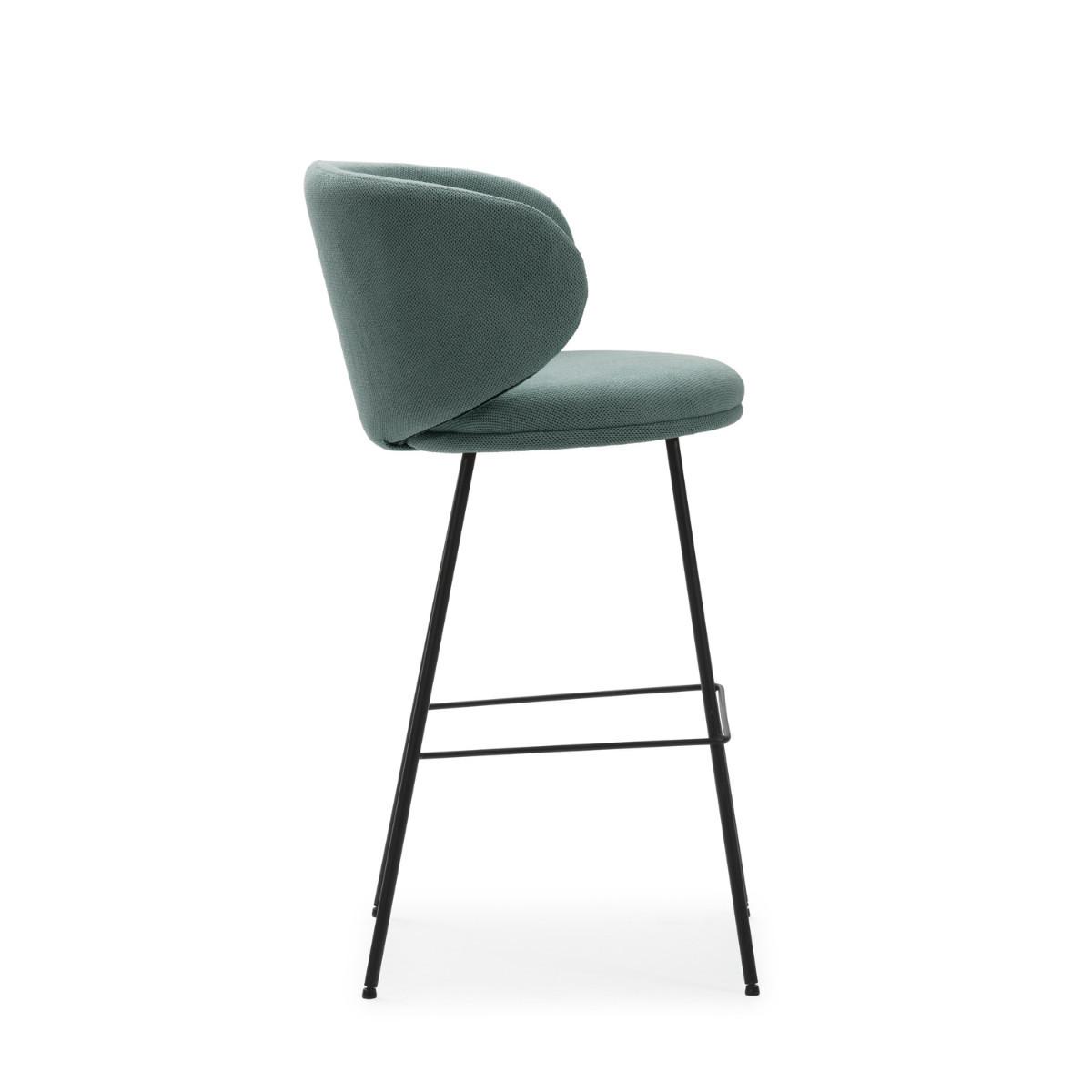 BARHOCKER (Set aus 2) aus Stoff mit schwarzen Metallbeinen - rush 56/53/65 cm - Grün, Textil (53/65/56cm) - Calicosy