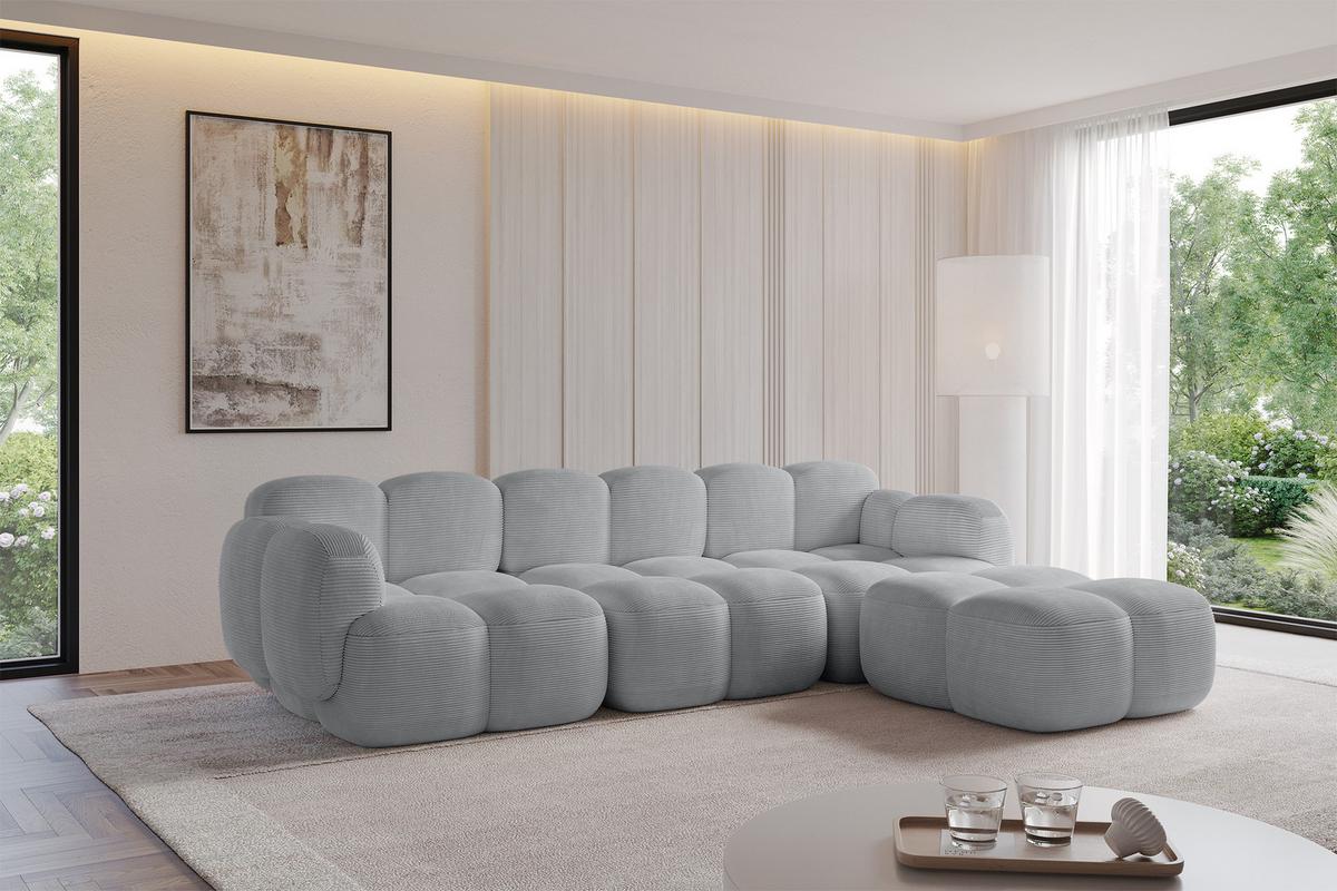 ECKSOFA modulares Sofa Rechts Miko-L2 302x205x75 Grau Cord - Anthrazit/Schwarz, Holzwerkstoff/Kunststoff (302/205cm) - ALTDECOR