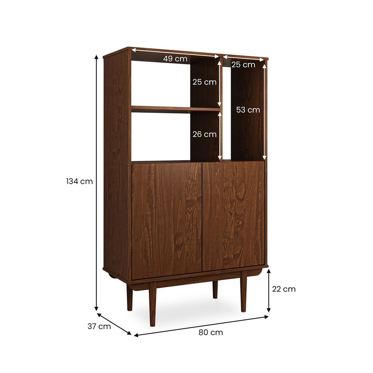 HIGHBOARD SIMONA Kastanie - Kastanienfarben, Holz (80/133/37cm) - IDIMEX