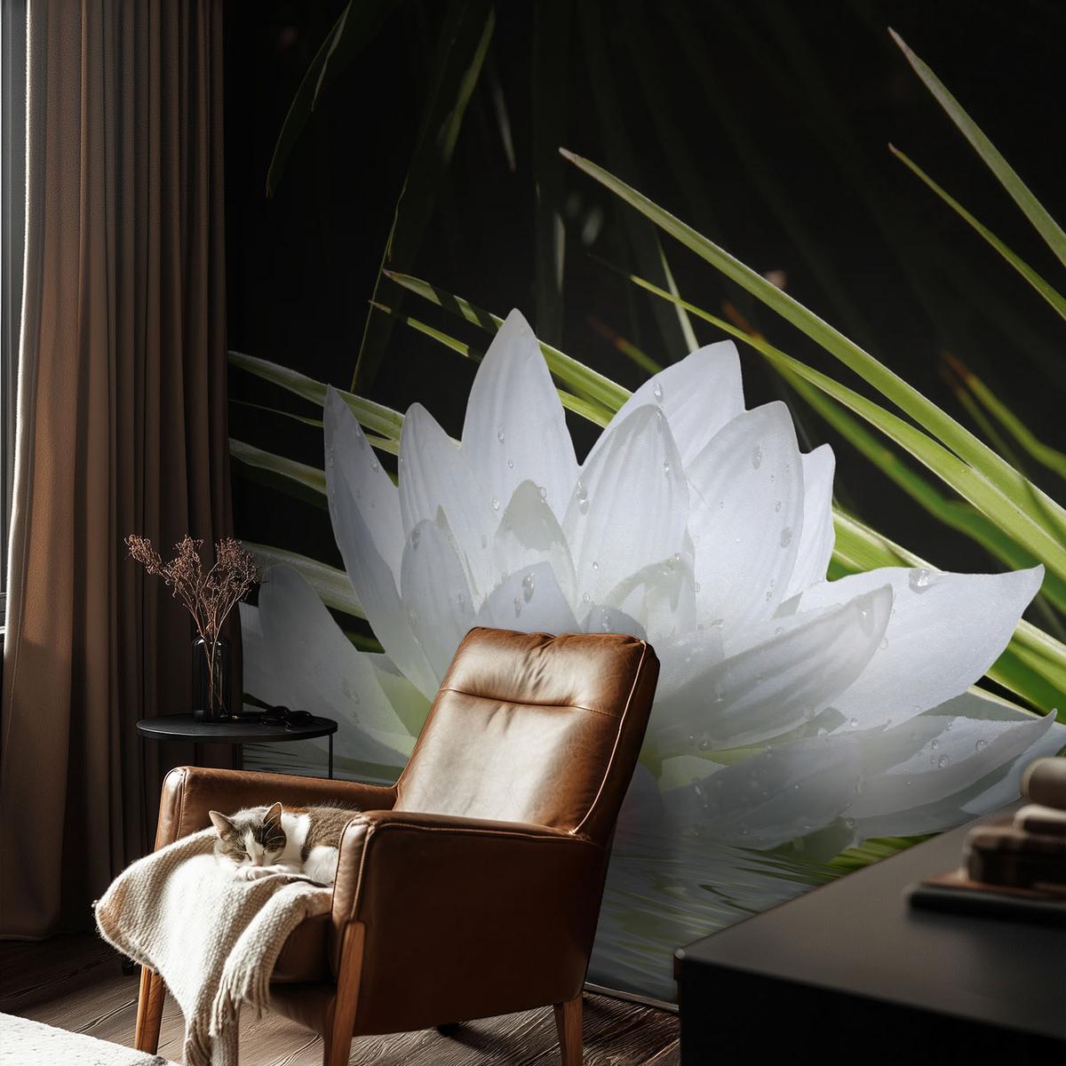 FOTOTAPETE 250x250 cm - Lilienmeditation - Weiß, Textil (250/250cm) - Wallfluent