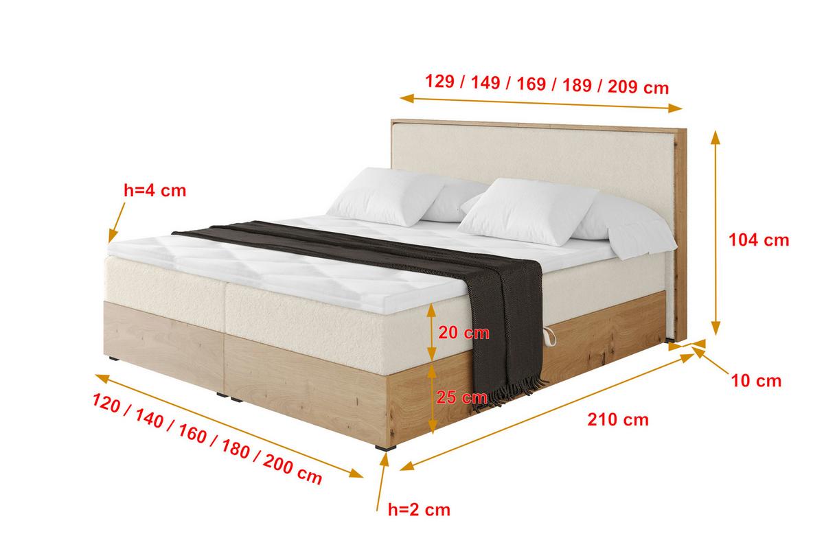 BOXBETT LOLLI9 - 160x200 - H4 Hellbeige - Sandfarben, Holzwerkstoff (160/200cm) - ALTDECOR