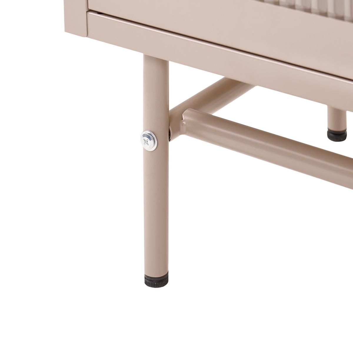 SIDEBOARD mit Glastüren Metall 77 cm Beige Devon - Beige, Metall (77/64/35cm) - Beliani