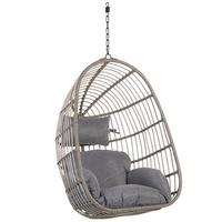 HÄNGESESSEL PE Rattan grau mit Sitzkissen Casoli - Grau, Kunststoff (84/113/70cm) - Beliani