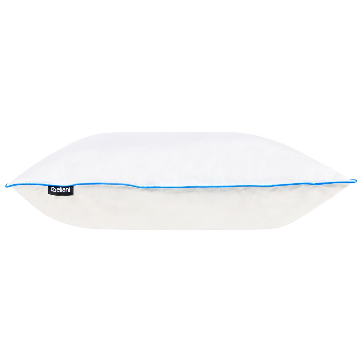 KOPFKISSEN Weiß Hoch 50/60 cm Aneto - Blau/Weiß, Naturmaterialien (60/50cm) - Beliani