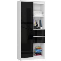 STANDREGAL Weiß, Schwarz Glanz 180/80/35 - Weiß, Holzwerkstoff (80/180/35cm) - RAUMHIRSCH FURNITURE