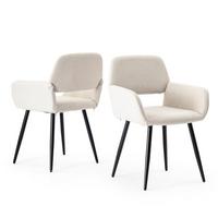 ARMLEHNSTUHL-SET 2 Stück beige - Beige, Holzwerkstoff/Textil (56/77/53cm) - Urban Meuble
