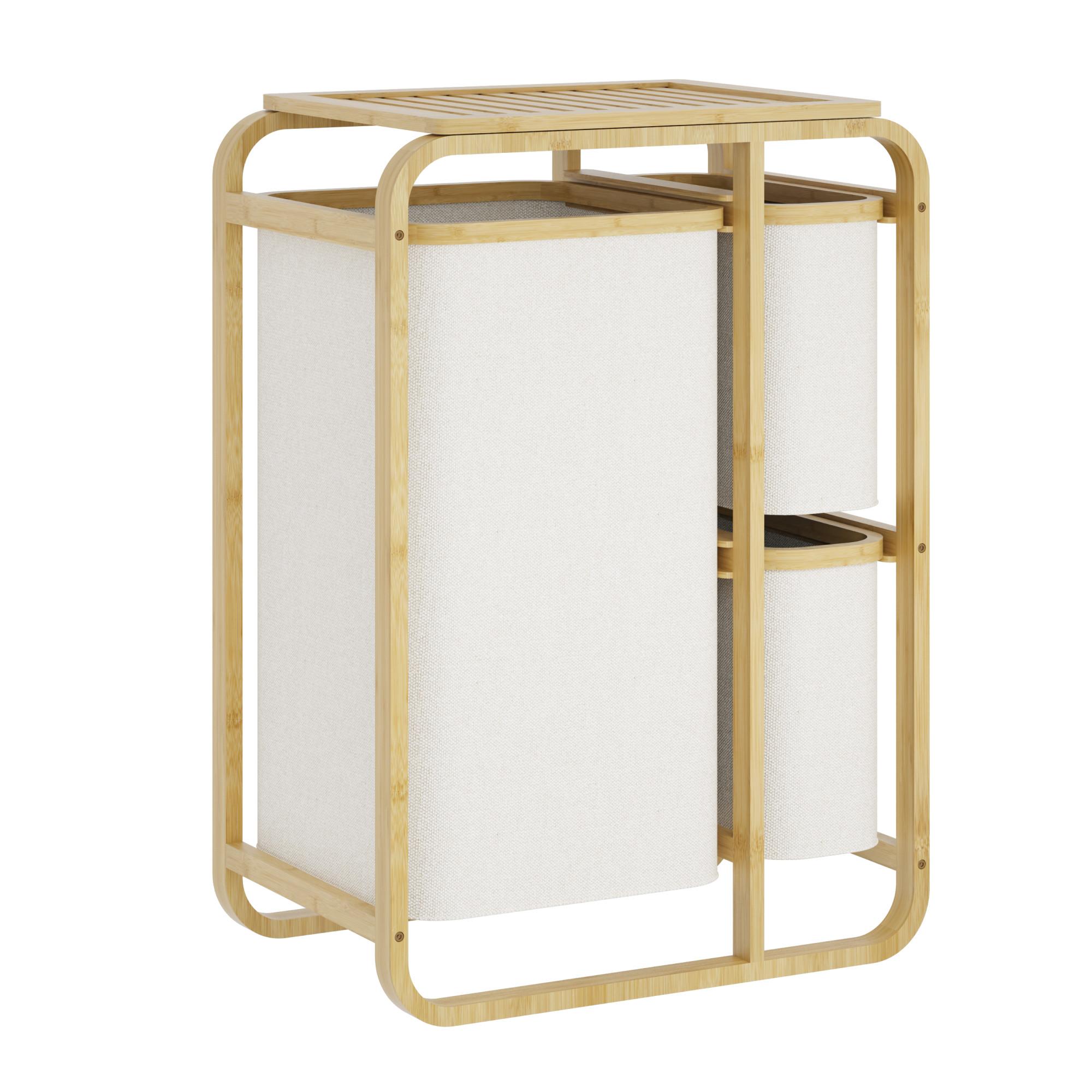 WÄSCHESAMMLER Evenes - Beige/Naturfarben, Holz/Kunststoff (49.5/70/33cm) - [en.casa]