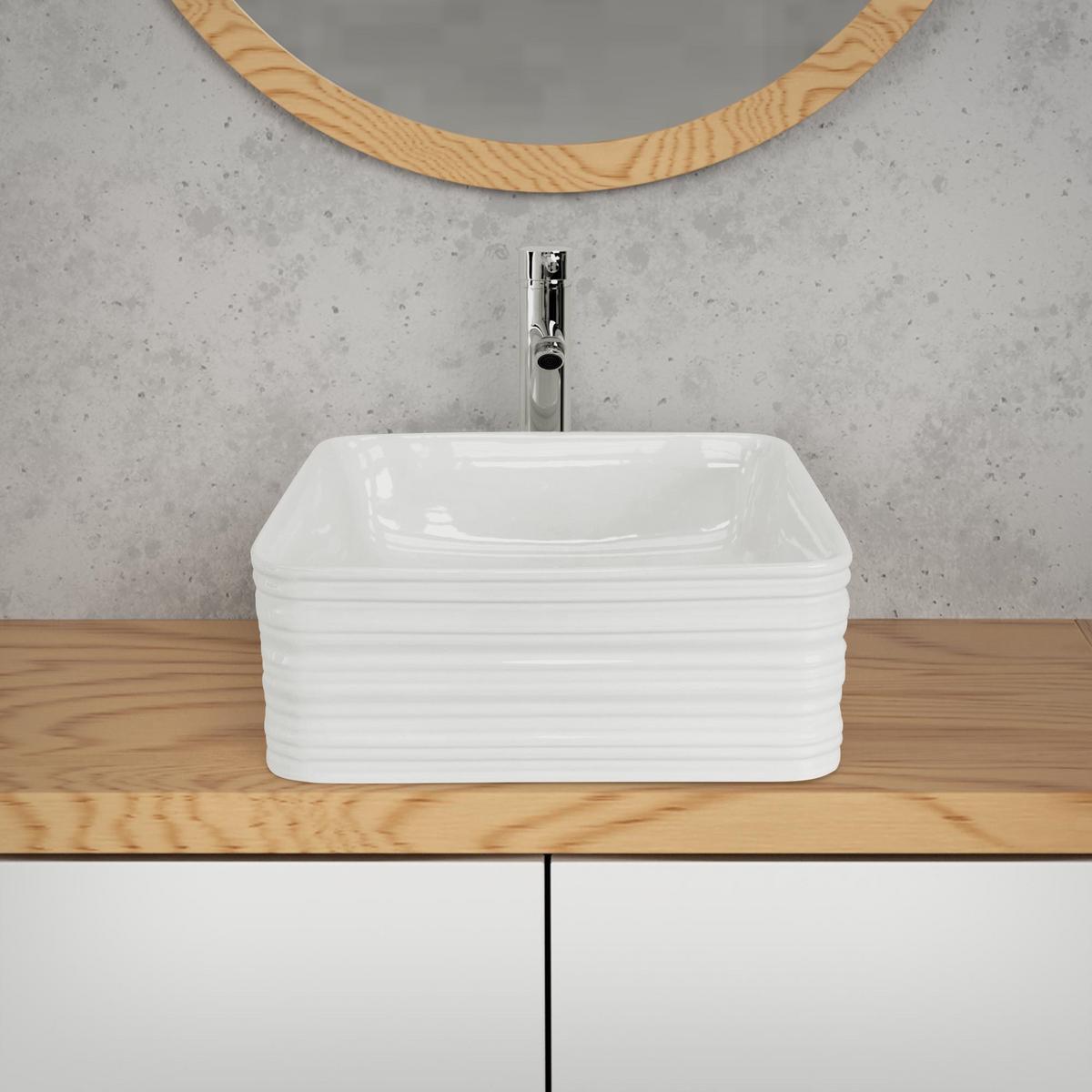 WASCHBECKEN - Weiß, Keramik (39/15/39cm) - LuxeBath