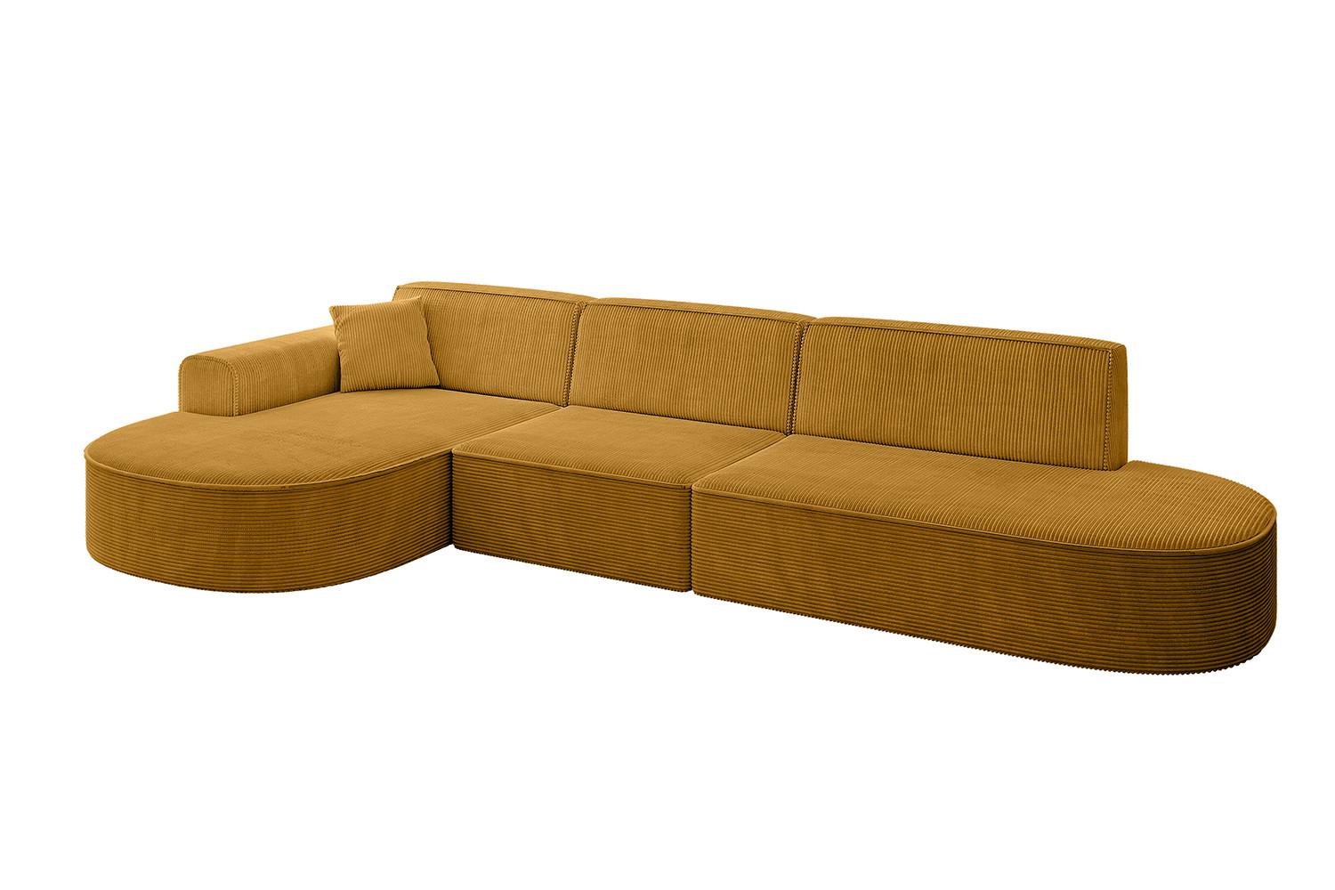 ECKSOFA Ottomane Links MARI-L2 - 328x171x79 cm Senfgelb Cord - Gelb/Schwarz, Holzwerkstoff/Kunststoff (171/321cm) - ALTDECOR
