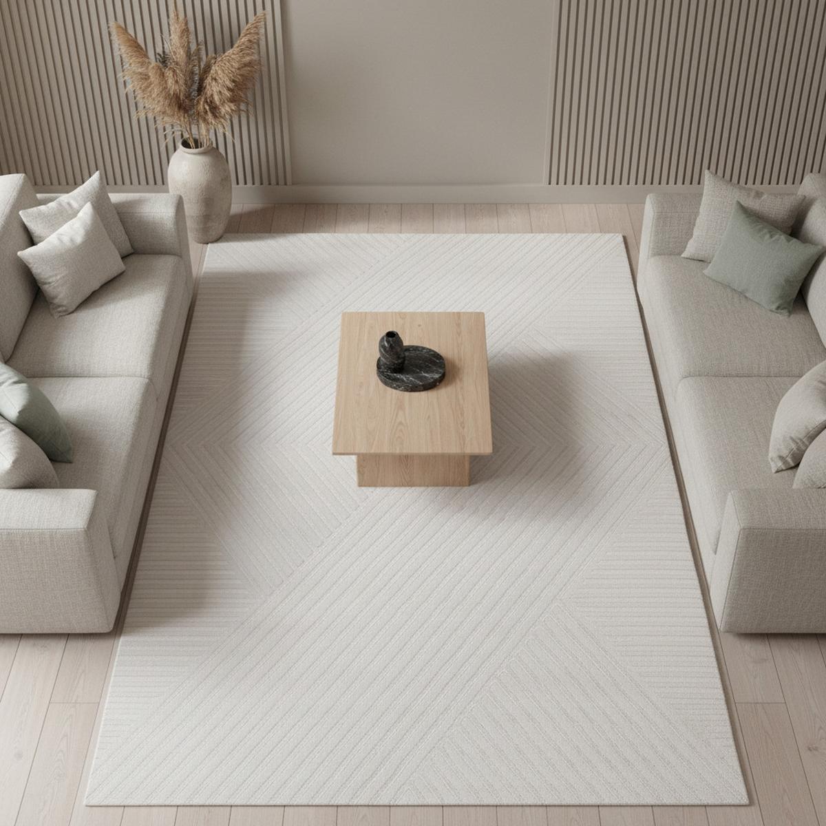 TEPPICH Kurzflor ILLER in Creme, mit 3D-Design, aus Jute, Florhöhe 12 mm, 80 x 150 cm - Beige, Textil (150/80cm) - KADIMA DESIGN