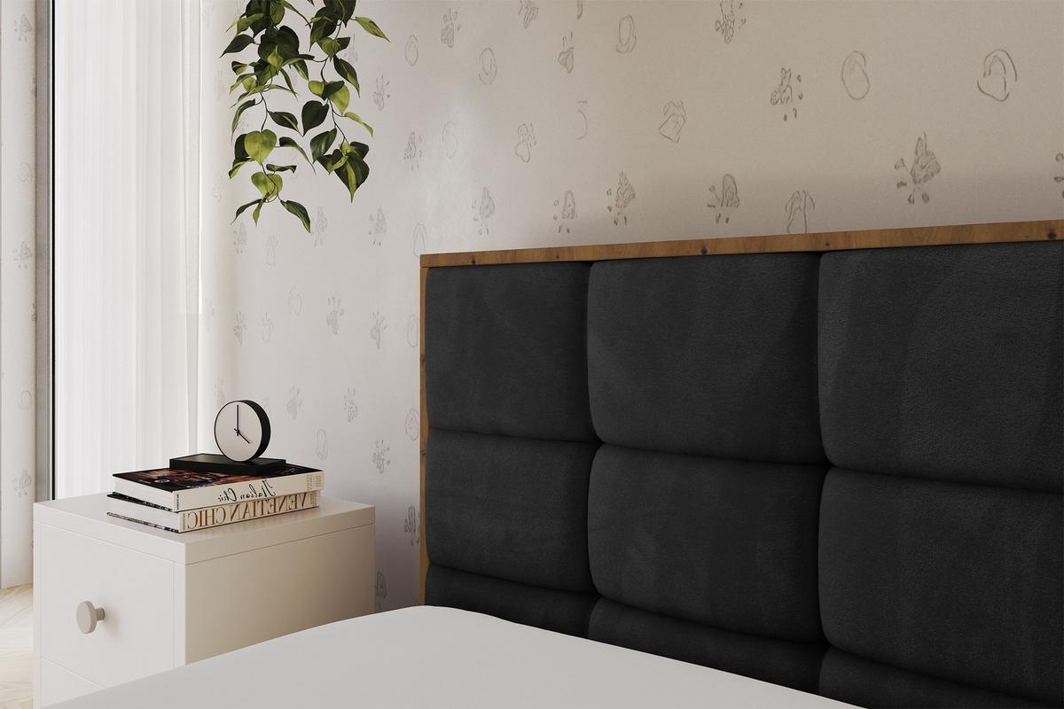 EINZELLBETT Jugendbett mit Bettkasten, Rechts - SOVY 90x200 Schwarz - Anthrazit, Holzwerkstoff/Textil (90/200cm) - ALTDECOR