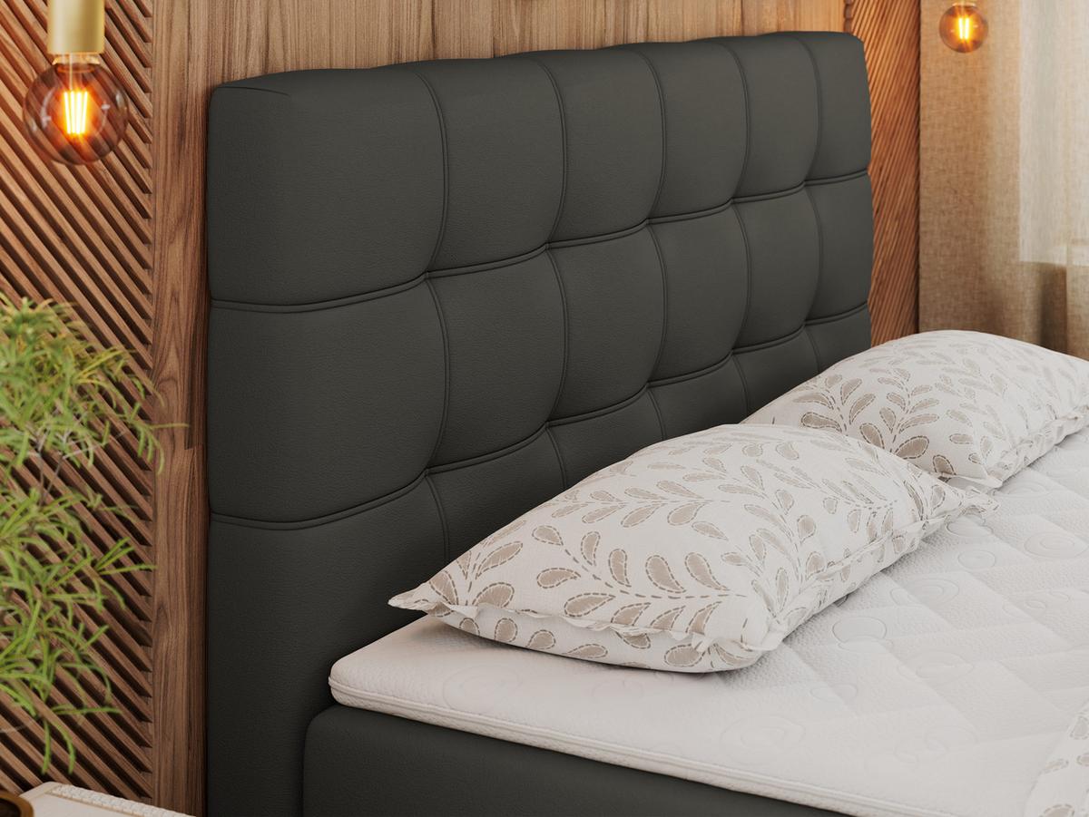 BOXBETT ERNI 180/200 - Dunkelgrau Kunstleder - H4 - Dunkelgrau, Holz/Textil (180/200cm) - MKS