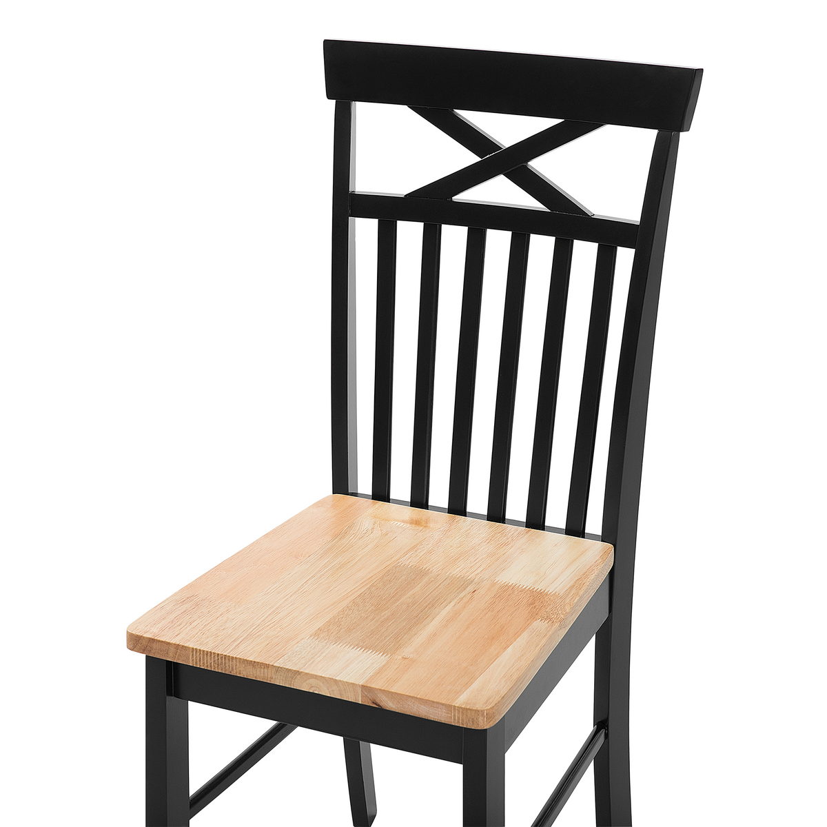 ESSZIMMERSTUHL 2er-Set Gummibaumholz schwarz/hellbraun Houston - Hellbraun/Schwarz, Holz (44/94/45cm) - Beliani