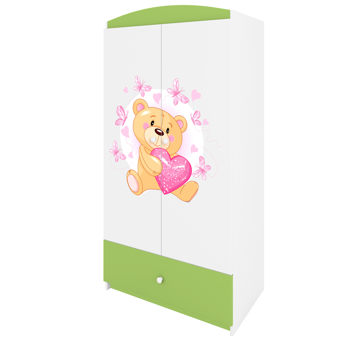 KINDERKLEIDERSCHRANK Teddybär I - Grün, Holzwerkstoff (90/175/52cm) - RAUMHIRSCH FURNITURE
